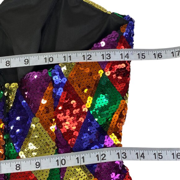 Vtg 80s J Reynolds Womens Formal Dress | 5/6 | Rainbow Sequins | 80s Valley Girl - Picture 8 of 10